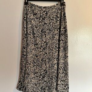 2XS Women Size 14 Vintage A-Line Cream Black Skirt 90’s Boho Floral Light Goth